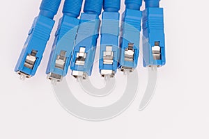 Fiber optic cables isolated on grey background