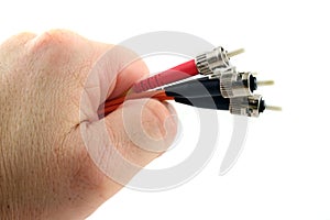 Fiber Optic Computer Cable held in the Hand