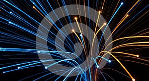 Fiber Optic Data Flow: Abstract Digital Network Connections