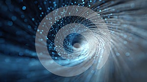 Fiber optic data streaming vortex creating network connection