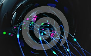 Fiber optic, database and orbital station photo