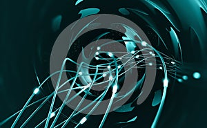 Fiber optic, database and orbital station photo