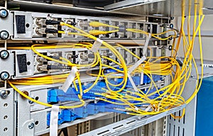fiber optic equipment inside a network infrastructure, active and passive.