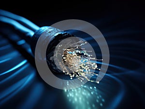 Fiber optic network cable lights abstract background.