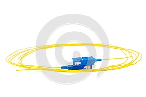 Fiber optic patch cord cable on white