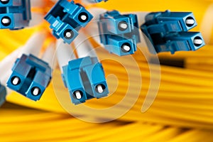 Fiber optic patch cord with single mode connectors type LC