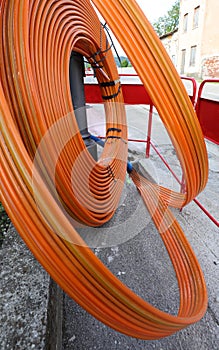 fiber optic piping on a construction site in the middle of the r