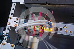 Fiber optic with servers in a technology data center