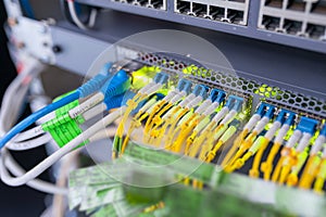 Fiber optic with servers in a technology data center