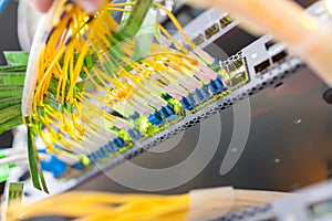 Fiber optic with servers in a technology data center