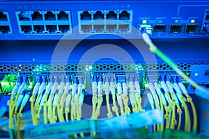 Fiber optic with servers in a technology data center