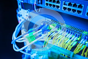 Fiber optic with servers in a technology data center