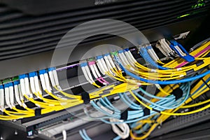 fiber optic with servers in a technology data center