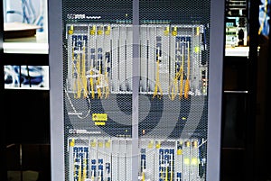 Fiber optic with servers in a technology data center