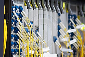 Fiber optic with servers in a technology data center