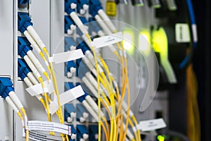 Fiber optic with servers in a technology data center