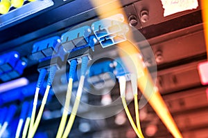 Fiber optic with servers in a technology data center