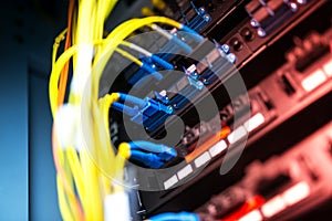 Fiber optic with servers in a technology data center