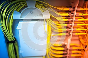 Fiber optic with servers in a technology data center