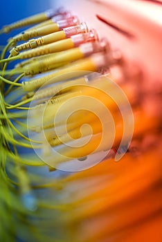 fiber optic with servers in a technology data center