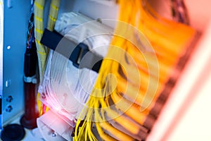 fiber optic with servers in a technology data center