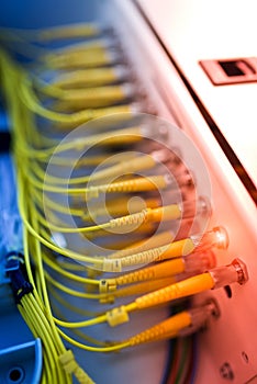 fiber optic with servers in a technology data center