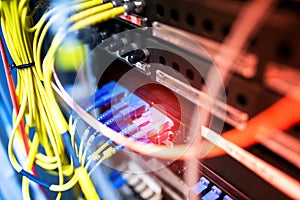 fiber optic with servers in a technology data center