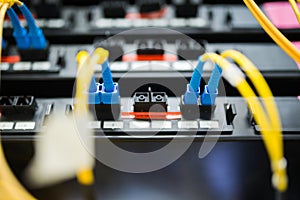 fiber optic with servers in a technology data center