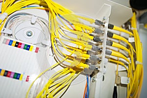 fiber optic with servers in a technology data center