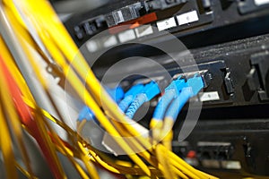 fiber optic with servers in a technology data center