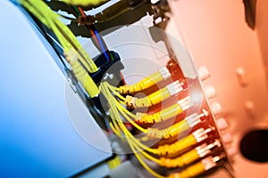 fiber optic with servers in a technology data center