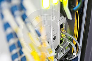 fiber optic with servers in a technology data center