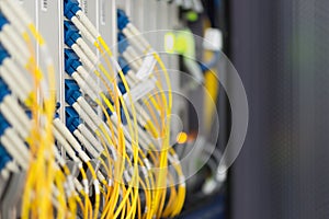 fiber optic with servers in a technology data center