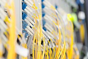 fiber optic with servers in a technology data center