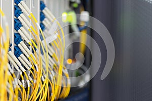 fiber optic with servers in a technology data center