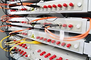 Fiber optic with servers in technology data center