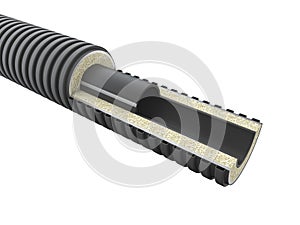 Fiber optical cable detail - 3d render isolated white.