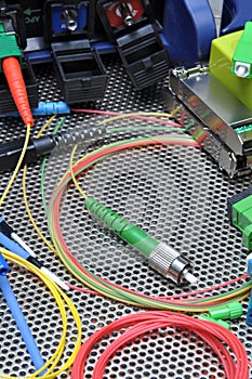 Fiber optical cables, cleaning and testing kit