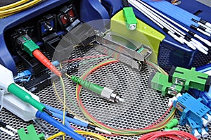 Fiber optical cables, cleaning and testing kit