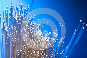 Fiber optics on a blue background,