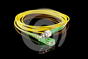 Fiber optics cable with different connectors isolated