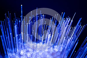 Fiber optics close-up, modern computer