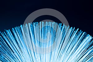 Fiber optics close-up, modern computer