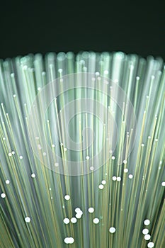 Fiber optics close-up, modern computer