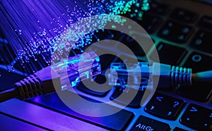 Fiber optics lights abstract background, fiber optical background