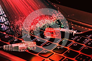 Fiber optics lights abstract background, fiber optical background