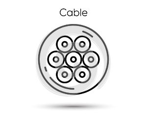 Fiber section icon. Optic cable sign. Internet network wire symbol. Vector