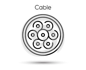 Fiber section icon. Optic cable sign. Internet network wire symbol. Vector