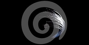 Fibered optics glowing wire on black background with copy space