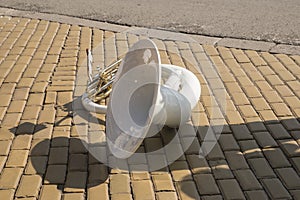 Fiberglass sousaphone closeup photo